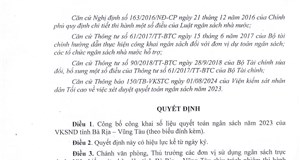 Công khai quyết toán ngân sách nhà nước năm 2023