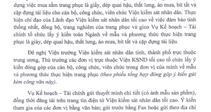 LẤY Ý KIẾN VỀ MẪU VÀ PHƯƠNG THỨC MUA SẮM GIÀY, DÉP QUAI HẬU, THẮT LƯNG, ÁO MƯA, BÍT TẤT VÀ CẶP ĐỰNG TÀI LIỆU NGÀNH KIỂM SÁT NHÂN DÂN