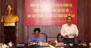 Thường trực Ban Bí Thư Trung ương Đảng Lê Hồng Anh  làm việc với Ban cán sự Đảng Viện kiểm sát nhân dân tối cao